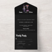 Skeleton bruiloft uitnodiging alles in één zwart (Binnen)