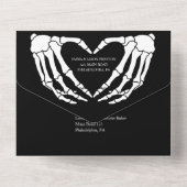 Skeleton bruiloft uitnodiging alles in één zwart (Achterkant)