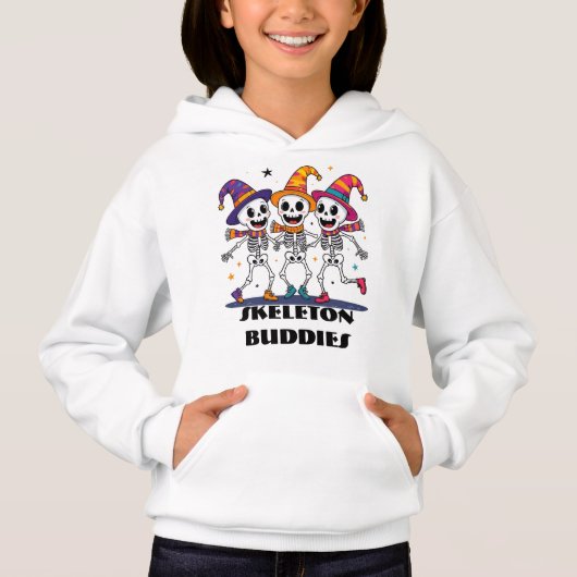 Skeleton Buddies Halloween Kinder T-Shirt – Schatt (Voorkant)