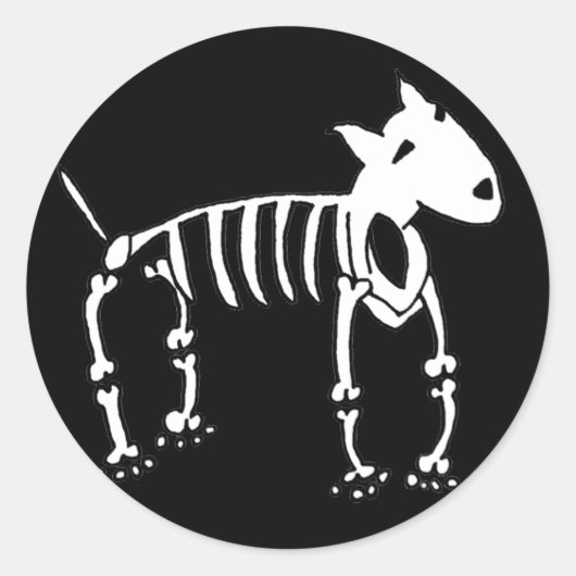 Skeleton Bull Terrier Dog Ronde Sticker (Voorkant)