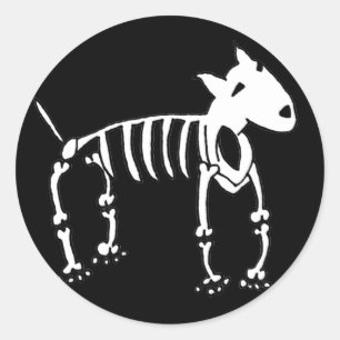 Skeleton Bull Terrier Dog Ronde Sticker