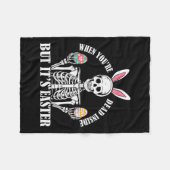 Skeleton Bunny Dode Binnen Maar Pasen Grappige Vro Fleece Deken (Voorkant (Horizontaal))
