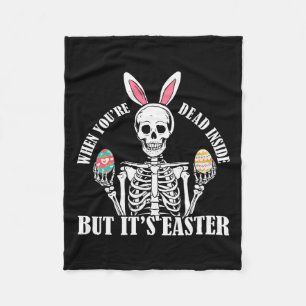 Skeleton Bunny Dode Binnen Maar Pasen Grappige Vro Fleece Deken