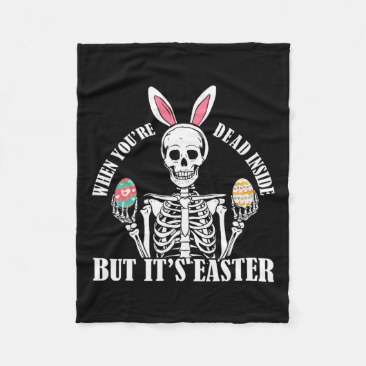 Skeleton Bunny Dode Binnen Maar Pasen Grappige Vro Fleece Deken (Voorkant)