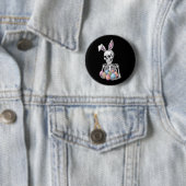 Skeleton Bunny met paaseieren Grappig Konijn Ronde Button 5,7 Cm (In situ)
