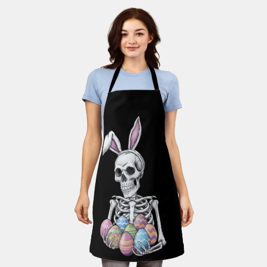 Skeleton Bunny met paaseieren Grappig Konijn Schort (Gedragen)