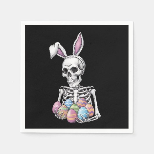 Skeleton Bunny met paaseieren Grappig Konijn Servet (Voorkant)