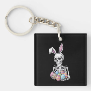 Skeleton Bunny met paaseieren Grappig Konijn Sleutelhanger