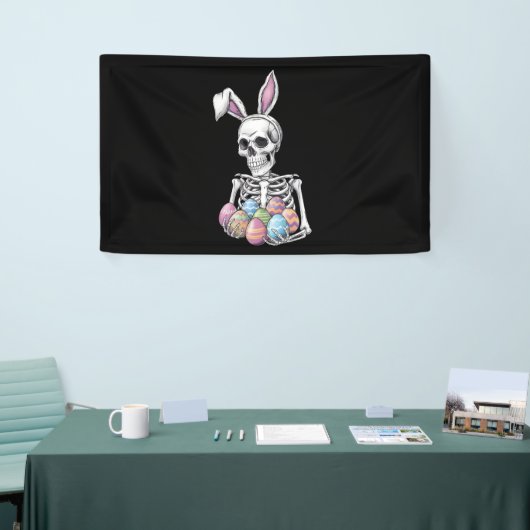 Skeleton Bunny met paaseieren Grappig Konijn Spandoek (Beurs)