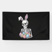 Skeleton Bunny met paaseieren Grappig Konijn Spandoek (Horizontaal)