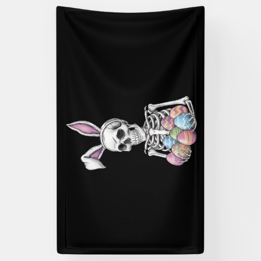 Skeleton Bunny met paaseieren Grappig Konijn Spandoek (Verticaal)