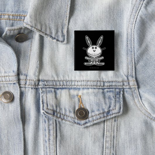 Skeleton Bunny Vierkante Button 5,1 Cm (In situ)