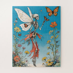 Skeleton Butterfly Fairy met Wildflowers Legpuzzel