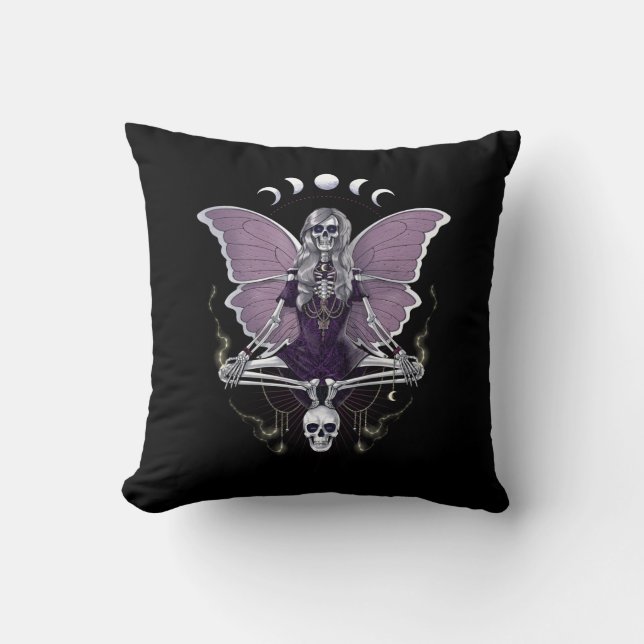 Skeleton Butterfly Goth Kussen (Voorkant)