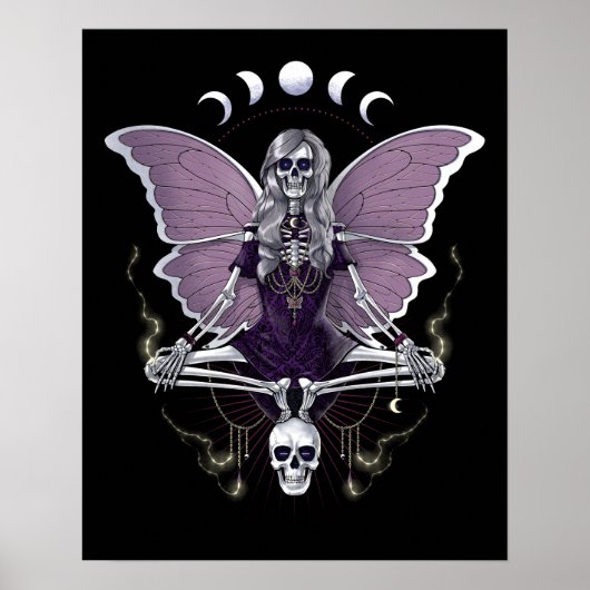 Skeleton Butterfly Goth Poster (Voorkant)