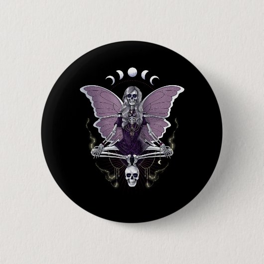 Skeleton Butterfly Goth Ronde Button 5,7 Cm (Voorkant)