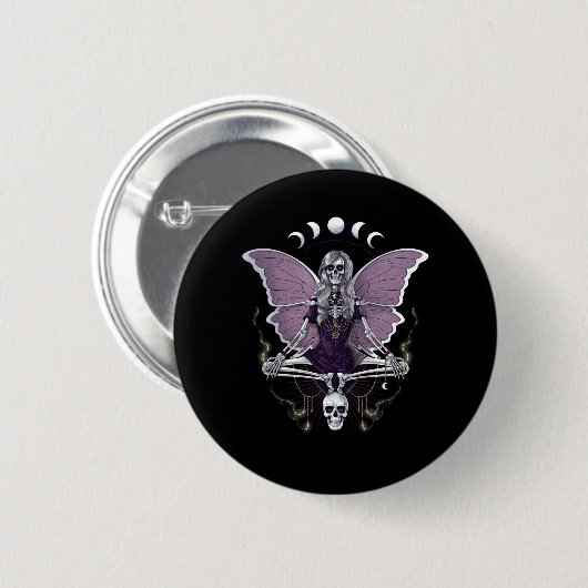 Skeleton Butterfly Goth Ronde Button 5,7 Cm (Voorkant /achterkant)