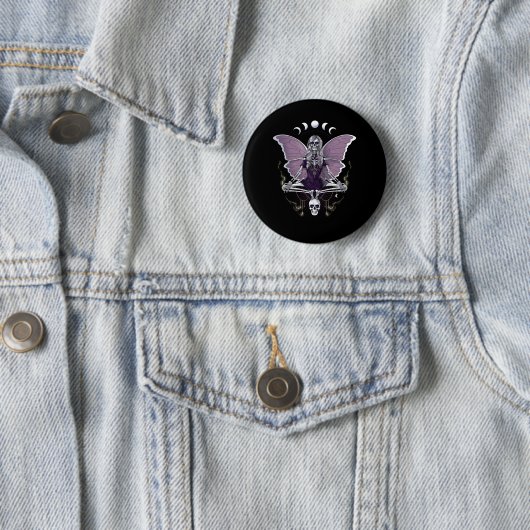 Skeleton Butterfly Goth Ronde Button 5,7 Cm (In situ)