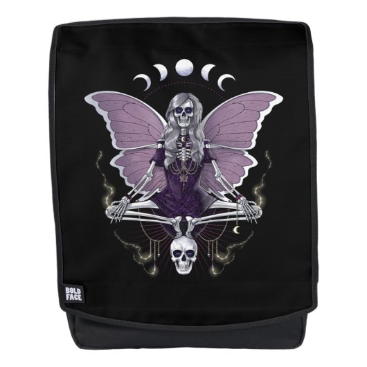 Skeleton Butterfly Goth Rugtassen (Voorkant)