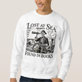 Skeleton Captain "Lost at Sea Found in Books" Trui (Voorkant)