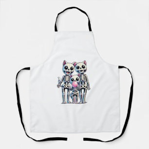 Skeleton Cat Family Blowing Bubble Gum Schattige e Schort