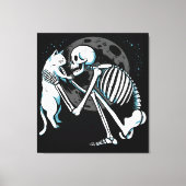 Skeleton Cat Friend Moon Night Art Canvas Afdruk (Voorkant)