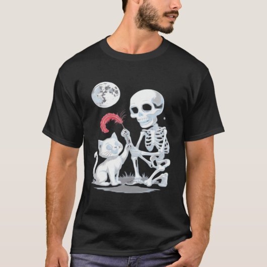Skeleton Cat Halloween Funny Cute Spooky Essential T-shirt (Voorkant)