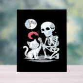 Skeleton Cat Halloween Funny Schattige Spooky Esse Acryl Bord (Neutraal)