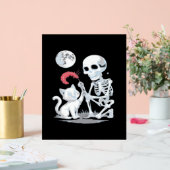 Skeleton Cat Halloween Funny Schattige Spooky Esse Acryl Bord (Huwelijk)