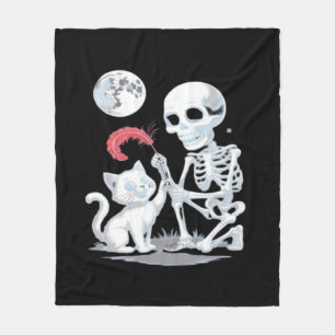 Skeleton Cat Halloween Funny Schattige Spooky Esse Fleece Deken