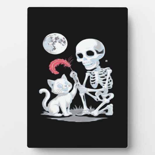 Skeleton Cat Halloween Funny Schattige Spooky Esse Fotoplaat (voorkant)