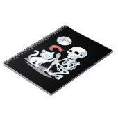 Skeleton Cat Halloween Funny Schattige Spooky Esse Notitieboek (Linkerzijde)