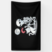 Skeleton Cat Halloween Funny Schattige Spooky Esse Spandoek (Verticaal)