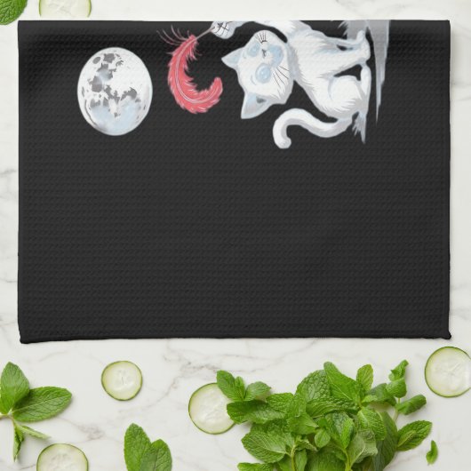 Skeleton Cat Halloween Funny Schattige Spooky Esse Theedoek (Gevouwen)