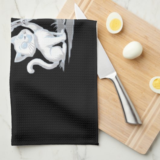 Skeleton Cat Halloween Funny Schattige Spooky Esse Theedoek (Quarter Fold)