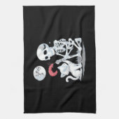Skeleton Cat Halloween Funny Schattige Spooky Esse Theedoek (Verticaal)
