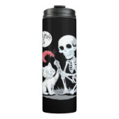 Skeleton Cat Halloween Funny Schattige Spooky Esse Thermosbeker (Voorkant)