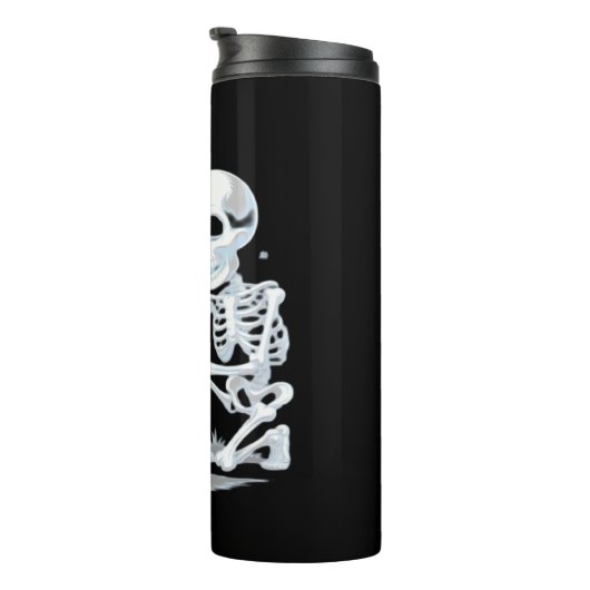 Skeleton Cat Halloween Funny Schattige Spooky Esse Thermosbeker (Geroteerd rechts)