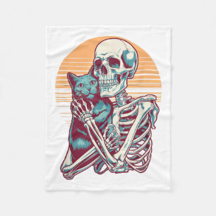 Skeleton Cat Skull Kat Halloween Mannen Wom Fleece Deken