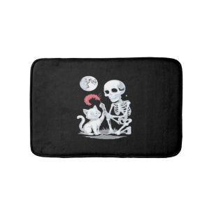 Skeleton Cat Skull kat Schattige Halloween Design Badmat