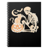 Skeleton Cat Skull kat Schattige Halloween Design  Notitieboek (Voorkant)