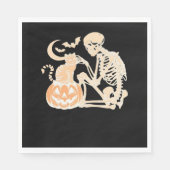 Skeleton Cat Skull kat Schattige Halloween Design  Servet (Voorkant)