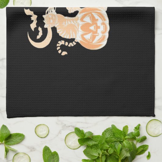 Skeleton Cat Skull kat Schattige Halloween Design  Theedoek (Gevouwen)