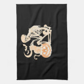 Skeleton Cat Skull kat Schattige Halloween Design  Theedoek (Verticaal)