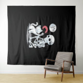 Skeleton Cat Skull kat Schattige Halloween Design Wandkleed (In Situ (horizontaal))