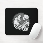Skeleton Cat Skull Kat Schattige Halloween Mannen Muismat (Met muis)