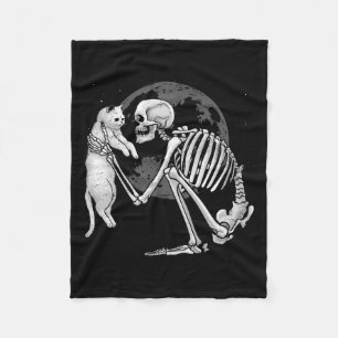 Skeleton Cat Skull Kat Schattigee geest Halloween Fleece Deken