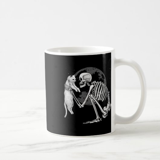 Skeleton Cat Skull Kat Schattigee geest Halloween Koffiemok (Rechts)