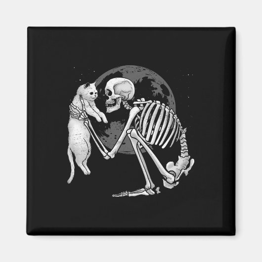 Skeleton Cat Skull Kat Schattigee geest Halloween Magneet (Voorkant)