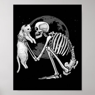 Skeleton Cat Skull Kat Schattigee geest Halloween  Poster